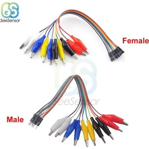 20cm 30cm 10pin Double-end Alligator Clips Dupont Wire Jump Wire Male Female Crocodile Clip Test Lead Jumper Wire Line Cable DIY