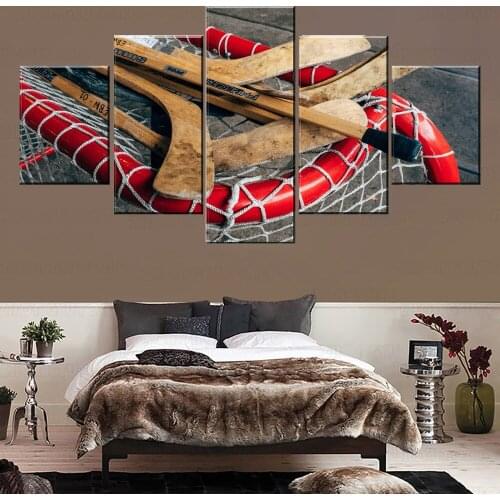 Hockey Sticks Gates Hockey Sport Painting 5 Piece Style Picture Modern Canvas Print Type Decorative Wall Artwork Poster