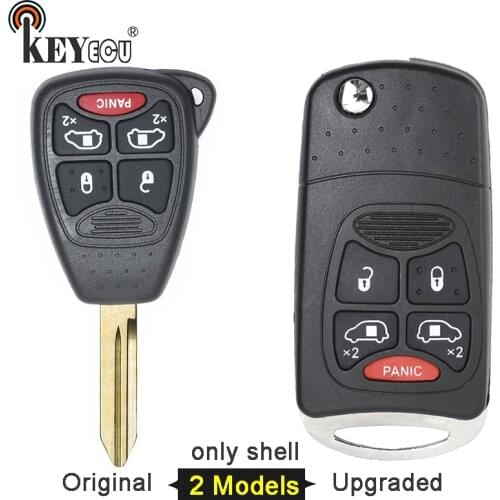 KEYECU for Chrysler Sebring PT Cruiser for Dodge Durango for Jeep Original/ Upgraded Flip 4+1 5 Button Remote Key Shell Case Fob