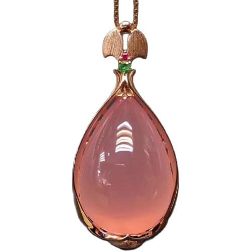 KJJEAXCMY boutique jewels 925 pure silver inlaid natural Furongshi Pendant + Necklace support detection