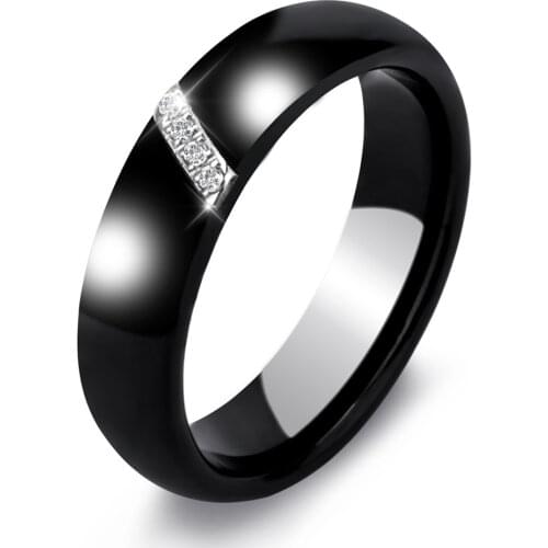 Simple Ceramic Womens Ring With AAA Crystal Black White Color Rings Finger Gift For Anniversary Festival Mothers Day