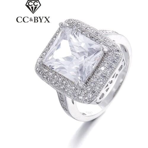 Square Big Stone Rings For Women AAA Womens Party Cocktail Ring Bijoux Femme Fashion Jewelry Accessories CC160