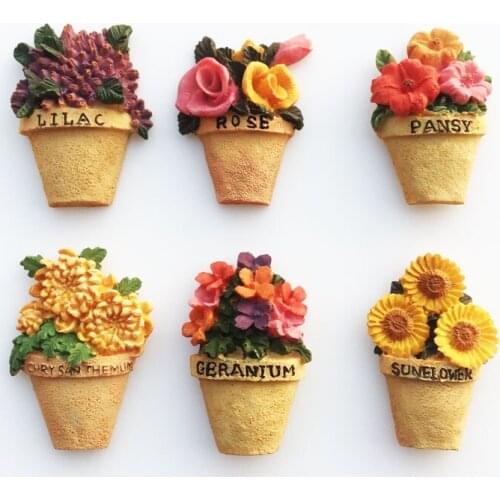 Creative and fashion 3d Flower Bonsai Fridge Magnets Hand-painted Decorative Magnetic Refrigerator Stickers Kids Educatio