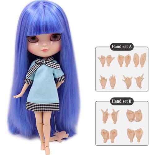 ICY DBS DOLL small breast azone body fortune days BL7216/6208 blue mix purple hair with bangs/fringes 30cm