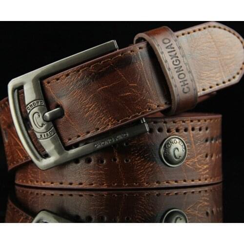 Men Vintage Luxury Leather Belt Pin Buckle Waistband Fashion Accessories