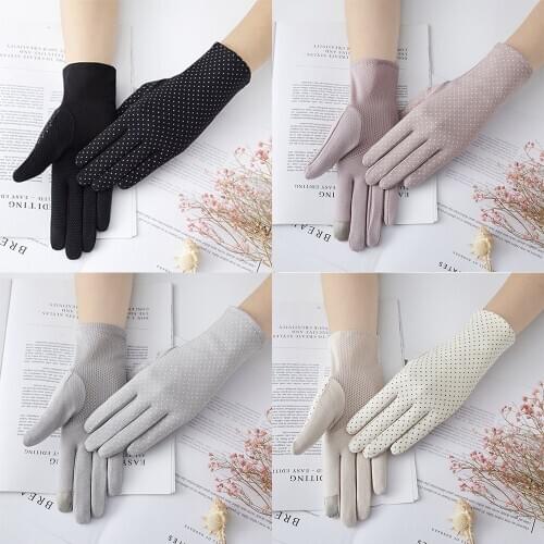 Summer sun protection gloves cotton gloves for women Dot womens thin female drive gloves sun creen Slip-resistant