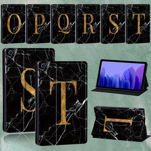 Tablet Stand Cover Case for Samsung Galaxy Tab A7 10.4 Inch SM-T500/SM-T505 2020 Marble Letter Print Pattern + Free Stylus