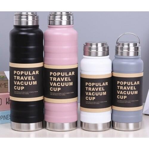 Stainless Steel Outdoor Portable Water Bottle Sports Thermos Bottle Large Capacity Travel Vacuum Flask Camping Thermocup 600/1