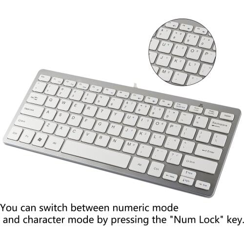 Computer Wired Keyboard Ultra Slim Small Portable Keybord PC Office Ergonomic Keybord For Laptop Macbook Pro Air Windows White