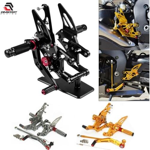 QMSTART Racing Motorcycle Adjustable Rearset Footrests Foot Pegs Pedals For HONDA CBR1000RR CBR 1000 RR Fireblade SC59 2008-2016