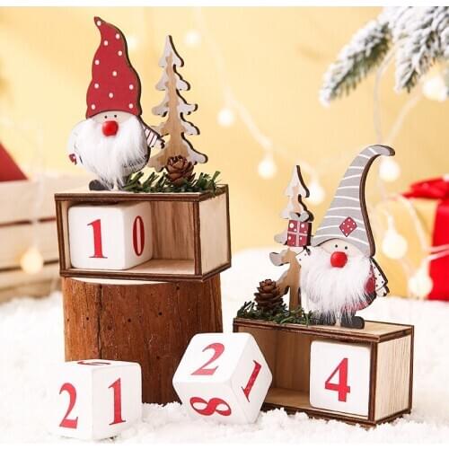 Christmas Creative Wooden Countdown Advent Calendar Ornaments Santa Claus Calendario De Adviento Kalendarz Adwentowy natal kerst