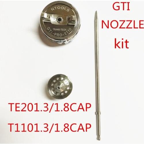 GTI Hand Manual Spray Gun Nozzle,1.3/1.8mm, Nozzle Needle And Nozzle Cap T110/TE20 nozzle kit , GTI nozzle kit GTI Repair parts