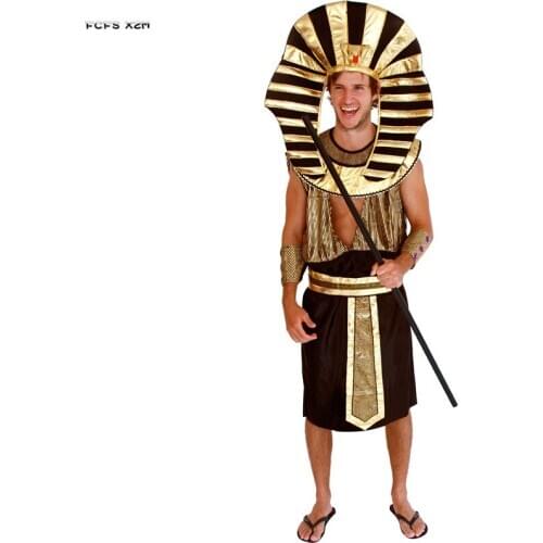 Man Ancient Egypt King Cosplay Adult Halloween Egyptian Pharaoh Costumes Purim Carnival parade Stage show Role Play Party dress