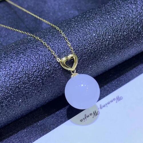 SHILOVEM 18k yellow gold Natural white Jasper pendants classic fine Jewelry plant new wedding no necklace gift mymz121270by