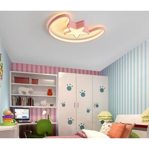 Stars+moon LED ceiling lights For Bed childrens room kids room modern ceiling lamp plafonnier led 110v 220v led ceiling light