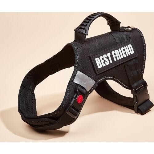 No Pull Reflective Adjustable Nylon Dog Vest Harness with Removable Patches for BEST FRIEND