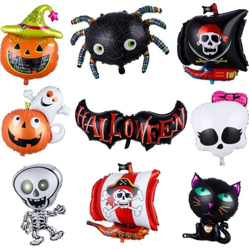 Halloween Pumpkin Ghost Bat Pirate Balloon Halloween Decorations Spider Foil Balloons Inflatable Toys Globos Home Party Supplies