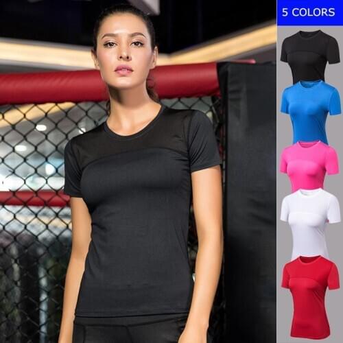 Womens Sports Yoga Running Fitness Workout Gym Tight Blouse Lady T Skirt Quick Fast Dry Elastic Short Sleeve Top Tees 2023