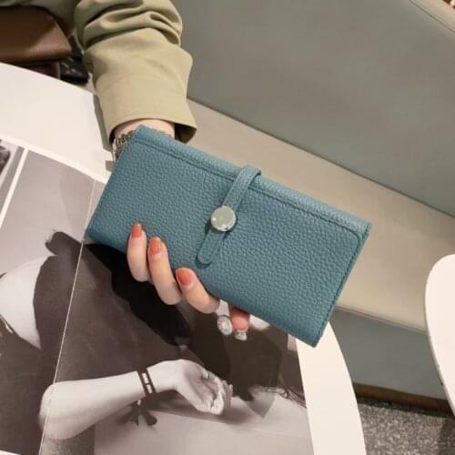 100% Genuine Leather Womens Wallets and Purses Fashion Large capacity multi card holding bag money bag luxury phone wallet Purse