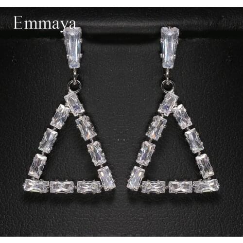 Emmaya Fashion Jewelry With Triangle Appearance Design Earring For Women Modern Style Geometry Charming Zirconia Decoration
