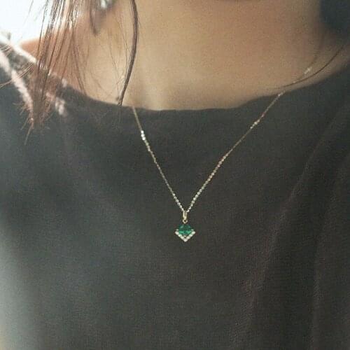 Morivovog 925 Sterling Silver Square Emerald Necklace for Women Retro Elegant Light Luxury Pendant Necklace 925 Birthday Jewelry