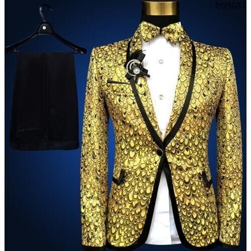 Lastest Coat Pant Design Pus Size 4xl 5xl 6xl Costume Homme Wedding Suits for Men Stage Suit Tuxedo Gold Silver Blue