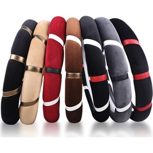 Winter 7 Colors Car Steering Wheel Cover Wrap Plush Soft Warm Universal Braid on the Steering wheel For 14.5" 37CM to 15" 38CM