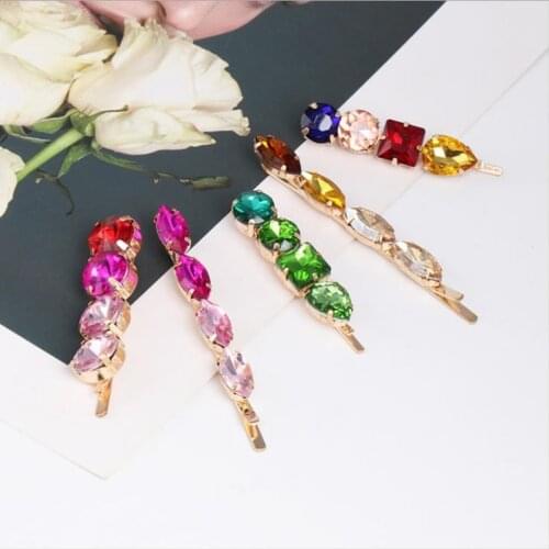 1Pc Shining Colorful Hairpins Crystal Shiny Rhinestones Hair Clips Women Styling Tool Hairgrip Diamond Hair Accessories