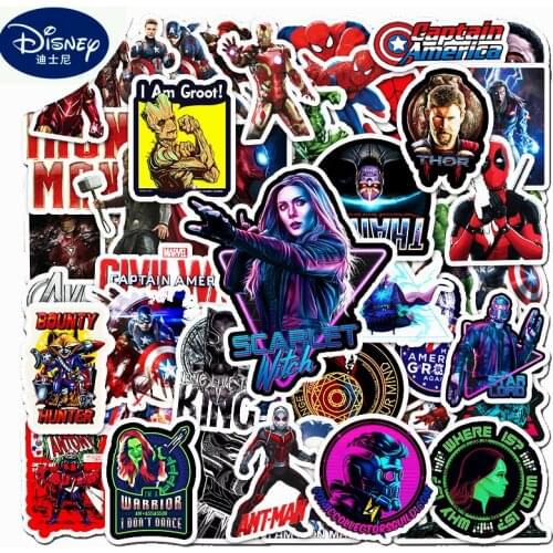 10/30/52PCS Disney Marvel The Avengers Stickers Anime Laptop Guitar Luggage Skateboard Waterproof Graffiti Sticker Kids Toys