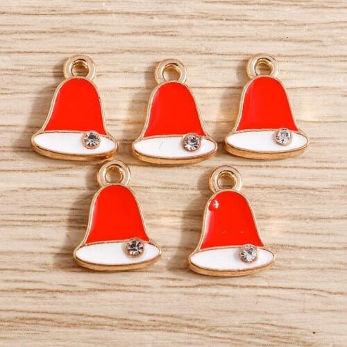 10pcs 9*12mm Small Crystal Bell Charms for Jewelry Making Enamel Christmas DIY Pendants Necklaces Earrings Crafts Accessories