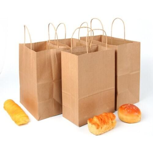 10pcs/lot Kraft Paper Bags Environmental Protection Bread Water Paper Bags Shopping Portale Paper Bag Party Gift Bags Supply