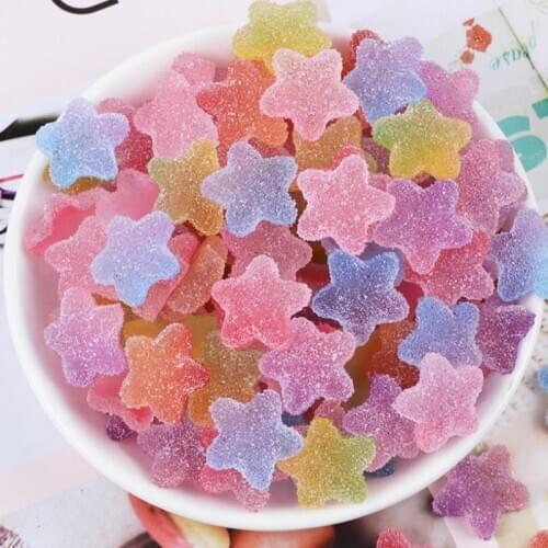 10Pcs New Flatback Resin Cabochons Simulation Candy Star Cabochon Scrapbooking Embellishment DIY Accessories Decor Party Favors