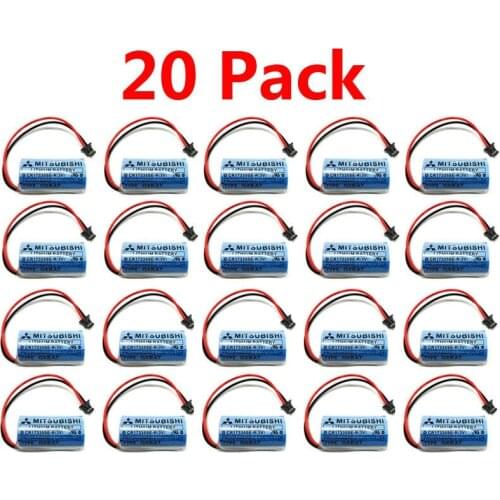 20Pcs CR17335SE-R/3V Q6BAT PLC 3V 1800mAh Li-ion Battery For Q25PRHCPU Q170HBATC PLC Lithium Battery with Plugs