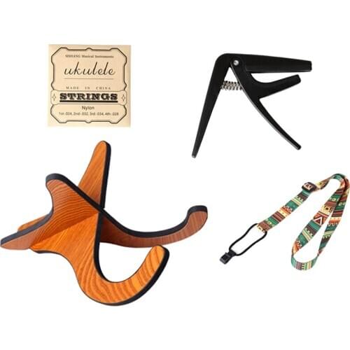 4-In-1 Ukulele Accessory Set, Ukulele Stand, Ukulele Strap, Ukulele Capo, Strings