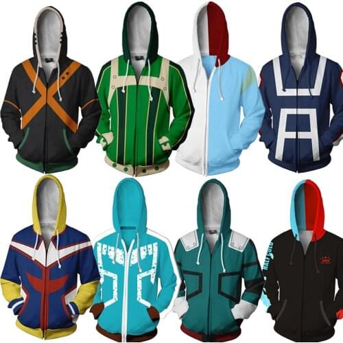 Anime Boku No/My Hero Academia Cosplay Costumes Men Women Hoodies Sweatshirts Bakugou Todoroki Shoto Zipper Jacket Coat C55K212