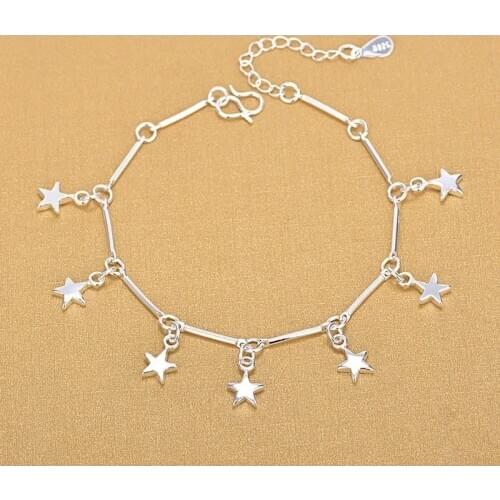 925 Sterling Silver Elegant Adjustable Chain Tassel Star Charm Bracelets Jewelry For Woman Party Accessories sl245