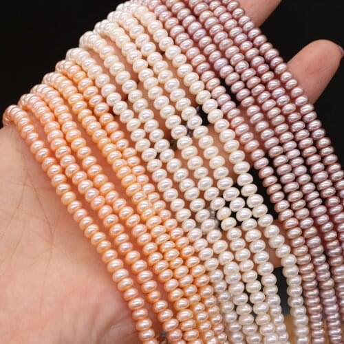 AAA+ 4-5mm Natural Freshwater Pearl Beads Flat Round Small Loose Bead for Jewelry Making Women Necklace Bracelet Crafts