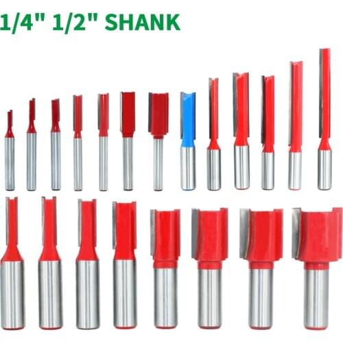 1PC 1/4" 6.35MM 1/2" 12.7MM Shank Milling Cutter Wood Carving Blade Straight Knife Router Bit Carbide Woodworking Milling Cutter