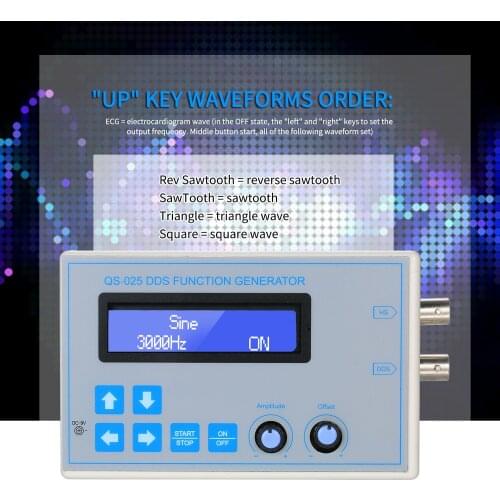 DDS Function Signal Generator Sine Square Triangle Sawtooth Low Frequency LCD Display USB Cable DC9V 1Hz-65534Hz