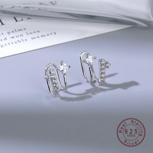 HI MAN 925 Sterling Silver Japanese Spiral Asymmetrical Pavé Zircon Ear Clips Women Elegant Engagement Jewelry