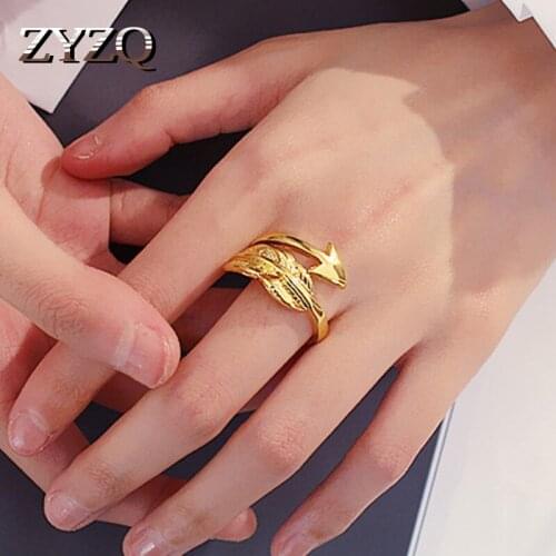 ZYZQ Retro Metallic Wing Arrow Opening Ring for Women Hiphop Style Large Antique Personality Girl Party Finger Rings Jewelry