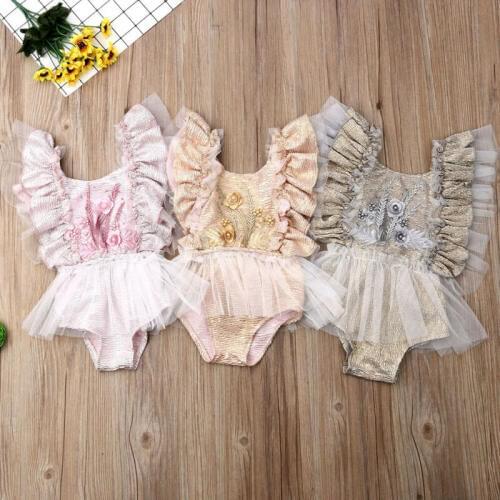 Baby Girls Bodysuits Hot Summer New Baby Girls Clothes Floral Casual Sleeveless Lace Bodysuit Jumpsuit Newborn Infant Clothing