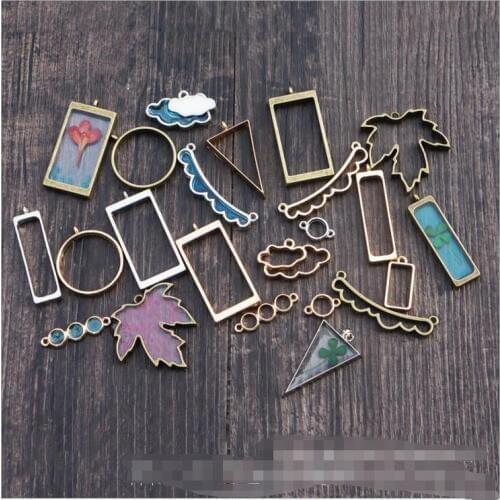 Lovely Necklace Pendant Metal Frame Pendants for Jewelry Making DIY Time Gemstone Bottom Necklace Pendant Square Rectangle Round
