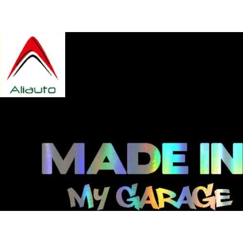 Aliauto Creative Words Car Sticker Made In My Garage Fashion Reflective Funny 3D Laser Vinyl Decal Waterproof,17cm*5cm