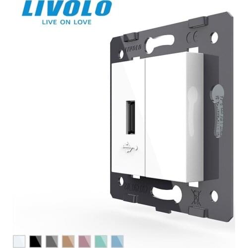Livolo White Plastic Materials , Power Socket , EU Standard DIY Parts, Function Key for USB Socket,VL-C7-1USB-11