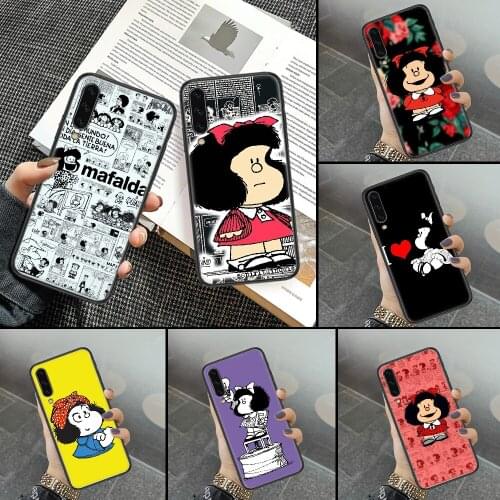 Cartoon Cute Mafalda Phone Case For Huawei P Mate P10 P20 P30 P40 10 20 Smart Z Pro Lite black 3D cell cover painting funda soft