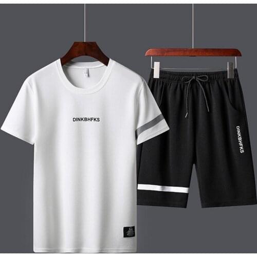 2021 Summer New Mens T-shirt + Shorts Suit Breathable Casual T-shirt Running Suit Fashion Printing Mens Sports Suit Jogging