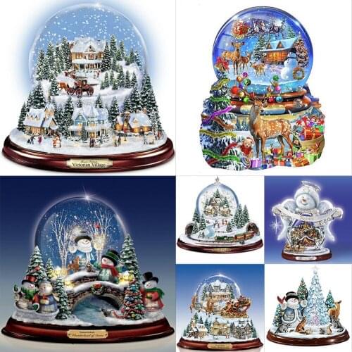 DIY Christmas Theme Diamond Painting Kit Full Round Drill Rhinestone Mosaic Abstract Picture Cross Stitch Kits For Home Decor