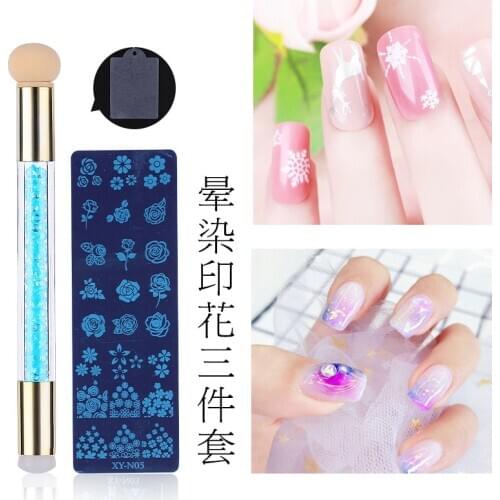 Nail Kit Professional Set Acrylic Sponge Silicone Double-tip Pen Printed Steel Plate PVC Scraper Gel Polish Set Decoration Tool