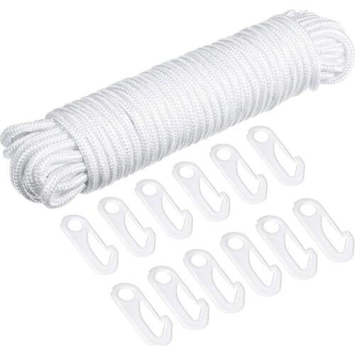 Flagpole Rope Clips String Flag Pole Hooks Kit 1/4 Inch 50 Ft Nylon Replacement Thick Wire Hang Flag Flagpoles Line